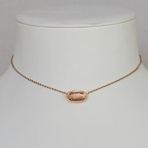 Kendra Scott Elisa Rose Gold Pendant Necklace Rose Gold Drusy 15"
